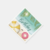 Tropical Summer Palm Leaves On Sand Beach Birthday スタンダードカクテルナプキン (角)