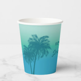 Tropical Summer Palm Trees Aqua Blue Sky Birthday 紙コップ