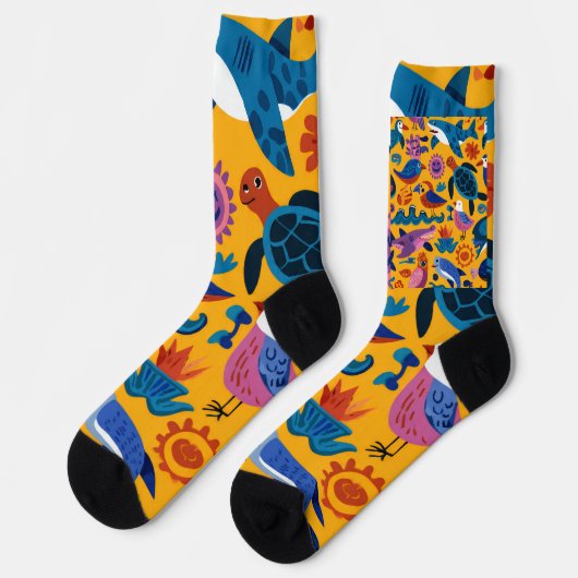 Tropical Summer Pattern Crew Socks Gift ソックス (左)