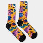 Tropical Summer Pattern Crew Socks Gift ソックス (右)