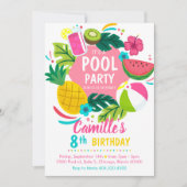 Tropical summer pool party Invitation 招待状 (正面)