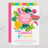 Tropical summer pool party Invitation 招待状 (正面/裏面)