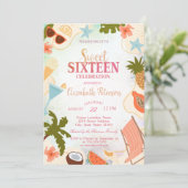 Tropical Summer Pool Party Sweet 16 Party 招待状 (スタンド正面)