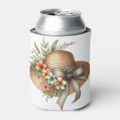 TROPICAL SUMMER STRAW HAT WITH HIBISCUS FLOWERS 缶クーラー (缶正面)