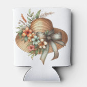TROPICAL SUMMER STRAW HAT WITH HIBISCUS FLOWERS 缶クーラー (裏面)