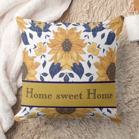 Tropical Summer Sunflower Seamless Floral Pattern クッション (ブランケット)