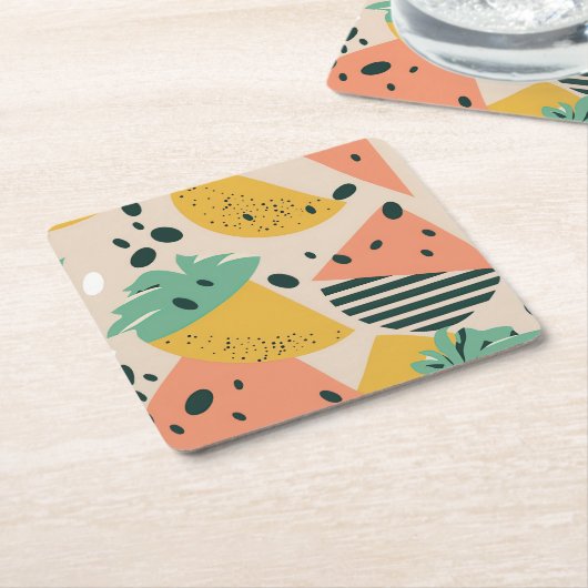 Tropical & Summer Vibes Square Paper Coaster スクエアペーパーコースター (アングル)