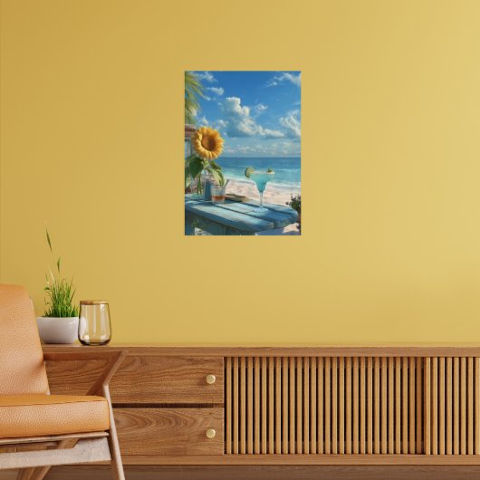 Tropical Sunflower Beach Wall Art | Ocean Print" ポスター (リビング2)