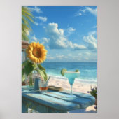 Tropical Sunflower Beach Wall Art | Ocean Print" ポスター (正面)