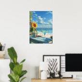 Tropical Sunflower Beach Wall Art | Ocean Print" ポスター (ホームオフィス)