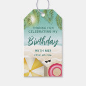 Tropical Sunny Teal Sand Beach Birthday Thank You ギフトタグ (正面)