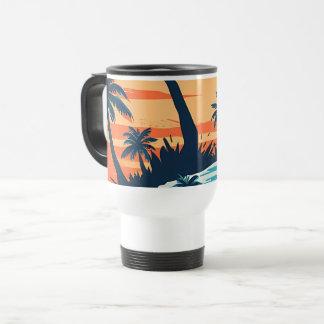 Tropical Sunset Beach Coffee Mug – Relaxing Palm トラベルマグ