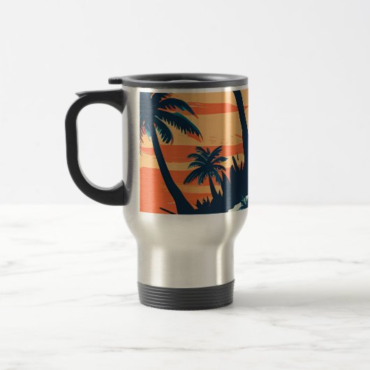 Tropical Sunset Beach Coffee Mug – Relaxing Palm トラベルマグ (左)