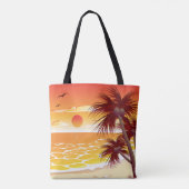 Tropical Sunset Beach Palm Tree Island トートバッグ (裏面)