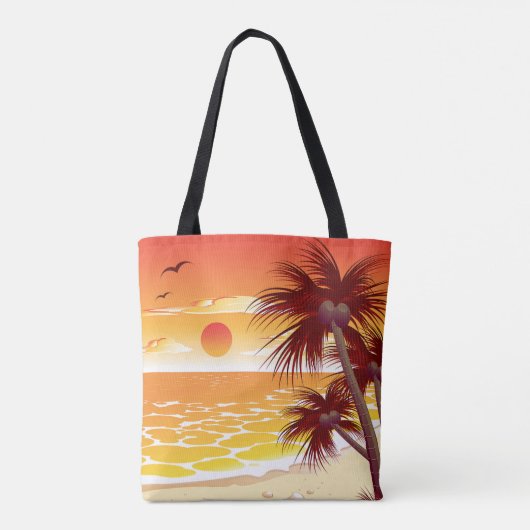 Tropical Sunset Beach Palm Tree Island トートバッグ (裏面)