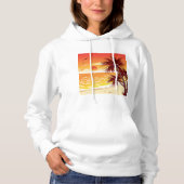 Tropical Sunset Beach Palm Tree Island パーカ (正面)