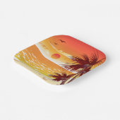 Tropical Sunset Beach Palm Tree Island ペーパープレート (傾斜あり)