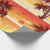 Tropical Sunset Beach Palm Tree Island ラッピングペーパー (角)