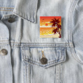 Tropical Sunset Beach Palm Tree Island 缶バッジ (インサイチュ)
