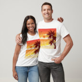 Tropical Sunset Beach Palm Tree Island Tシャツ (ユニセックス)