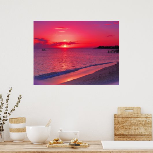 Tropical Sunset Beach Wall Poster ポスター (キッチン)