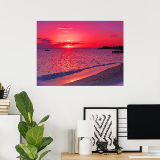 Tropical Sunset Beach Wall Poster ポスター