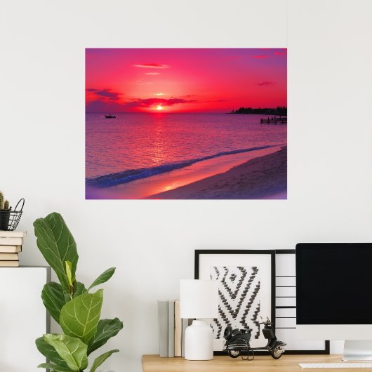 Tropical Sunset Beach Wall Poster ポスター (ホームオフィス)