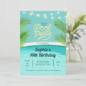 Tropical Sunset Birthday Pool Party 招待状 (スタンド正面)