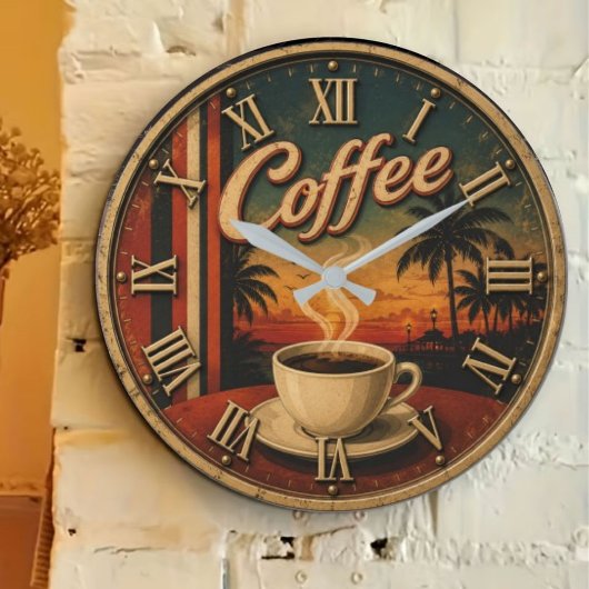 Tropical Sunset Coffee ラージ壁時計