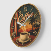Tropical Sunset Coffee ラージ壁時計 (傾斜)