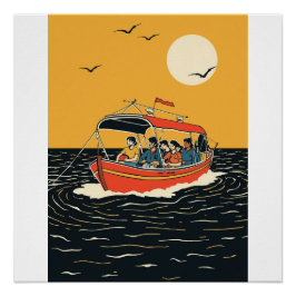 Tropical Sunset Escape – Minimalist Palm Tree Wall ポスター