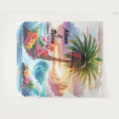 Tropical Sunset Escape Wedding Backdrop タペストリー (正面(横))