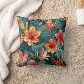 Tropical Sunset Garden Floral Jungle Pattern クッション (ブランケット)