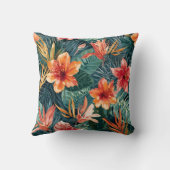 Tropical Sunset Garden Floral Jungle Pattern クッション (裏面)