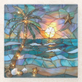 Tropical Sunset Glass Coaster ガラスコースター (正面)