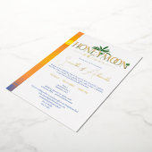 Tropical Sunset Honeymoon Couples Shower 箔招待状 (回転した状態)