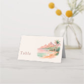 Tropical Sunset Island Beach Watercolor Wedding プレイスカード (裏面)