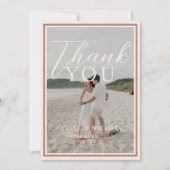 Tropical Sunset Island Beach Wedding Photo サンキューカード (正面)