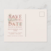 Tropical Sunset Island Watercolor Photo Wedding 案内ポストカード (裏面)