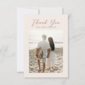 Tropical Sunset Island Watercolor Wedding Photo サンキューカード (正面)