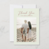 Tropical Sunset Island Watercolor Wedding Photo サンキューカード (正面)