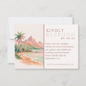 Tropical Sunset Island Watercolor Wedding QR  出欠カード (正面)