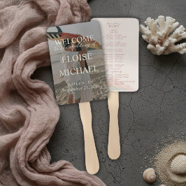 Tropical Sunset Island Wedding Photo Program Fan ハンドファン