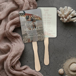 Tropical Sunset Island Wedding Photo Program Fan ハンドファン