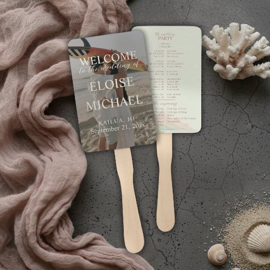 Tropical Sunset Island Wedding Photo Program Fan ハンドファン