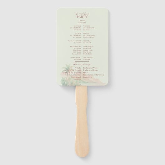 Tropical Sunset Island Wedding Photo Program Fan ハンドファン (裏面)