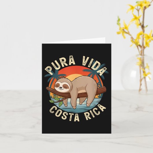 Tropical Sunset Nature Sloth Costa Rica Pura Vida  カード (黄色い花)