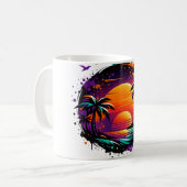 Tropical Sunset Palm Mug – Colorful Beach Vibes Co コーヒーマグカップ (正面左)