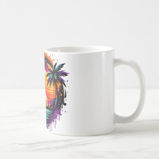 Tropical Sunset Palm Mug – Colorful Beach Vibes Co コーヒーマグカップ (右)