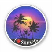 Tropical Sunset Palm Trees シール (正面)